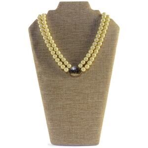 Avon President's Club Faux Pearls Necklace Double String w/Rhinestones Accents